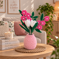 Vase fleuri rose